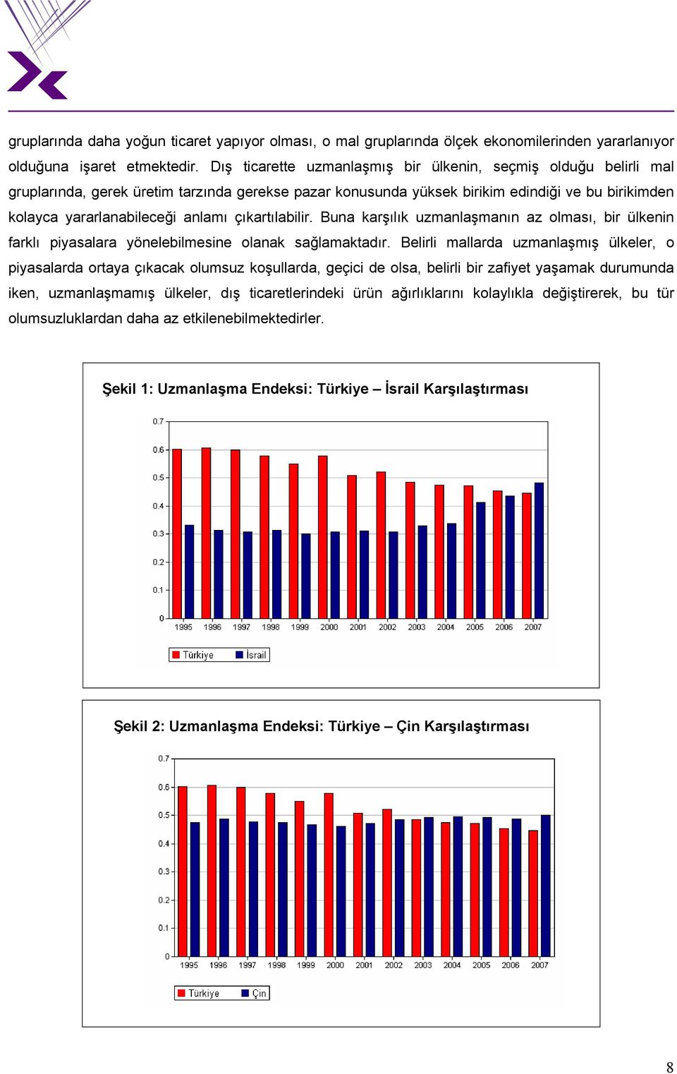 çıkartılabilir. Buna karşılık uzmanlaşmanın az olması, bir ülkenin farklı piyasalara yönelebilmesine olanak sağlamaktadır.