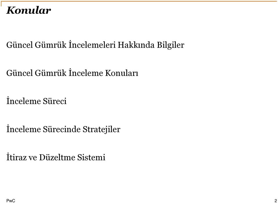 İnceleme Konuları İnceleme Süreci