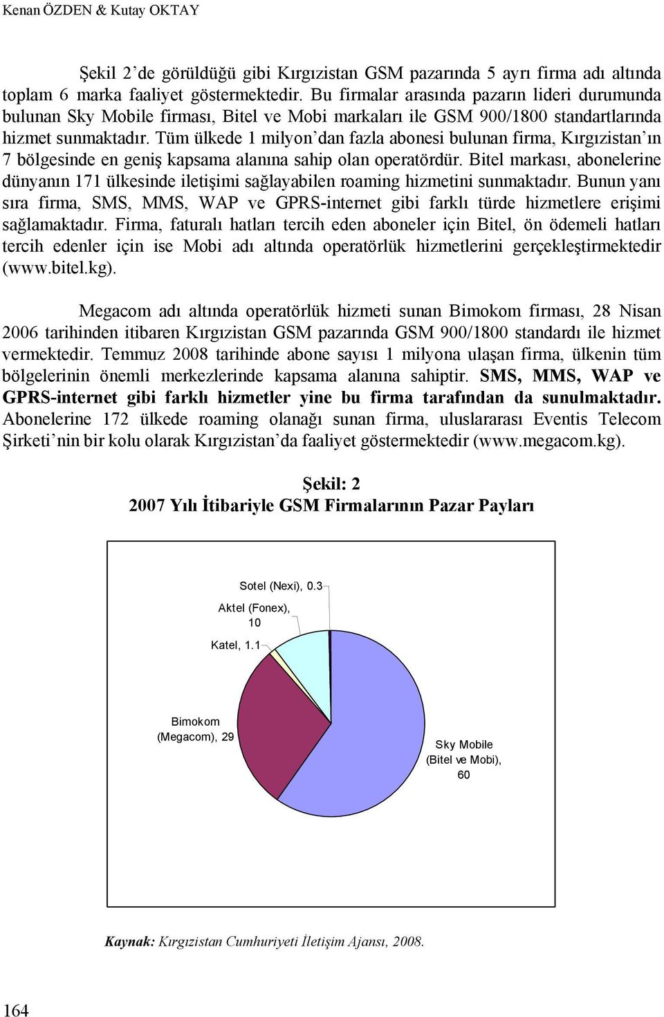 Tüm ülkede 1 milyon dan fazla abonesi bulunan firma, Kırgızistan ın 7 bölgesinde en geniş kapsama alanına sahip olan operatördür.