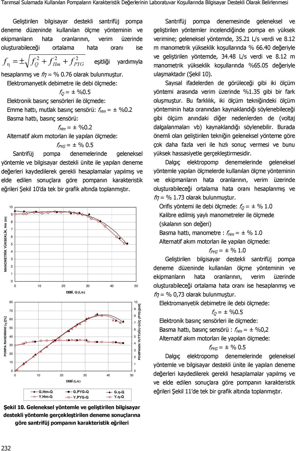 Elektromanyetik debimetre ile debi ölçmede: Q = ± %0.5 Elektronik basınç sensörleri ile ölçmede: Emme hattı, mutlak basınç sensörü: Hm = ± %0.2 Basma hattı, basınç sensörü: Hm = ± %0.