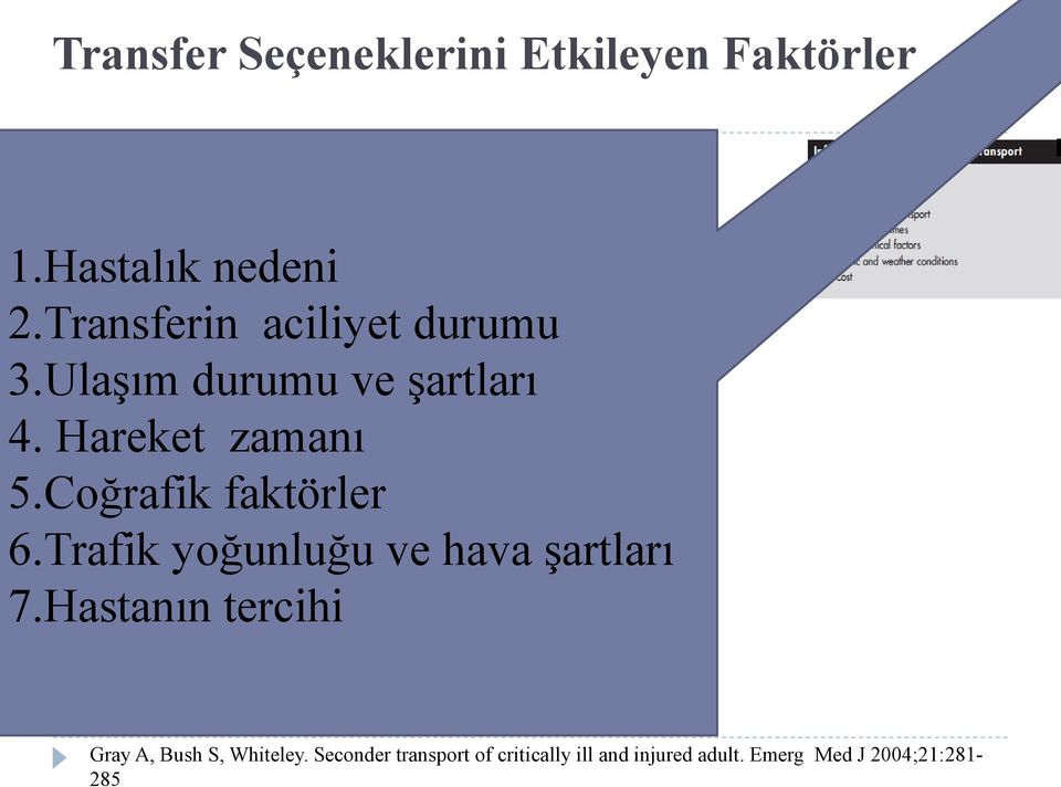 Coğrafik faktörler 6.Trafik yoğunluğu ve hava şartları 7.