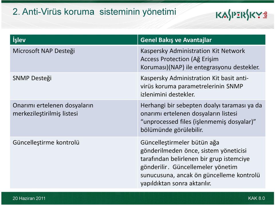 Herhangi bir sebepten doalyı taraması ya da onarımı ertelenen dosyaların listesi unprocessed files (işlenmemiş dosyalar) bölümünde görülebilir.