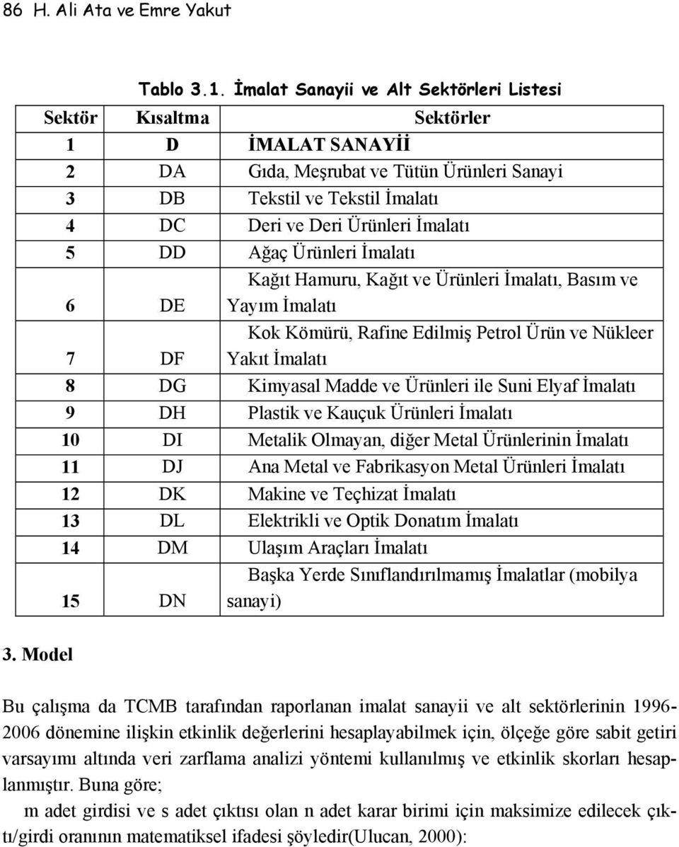 DD Ağaç Ürünleri İmalatı 6 DE Kağıt Hamuru, Kağıt ve Ürünleri İmalatı, Basım ve Yayım İmalatı 7 DF Kok Kömürü, Rafine Edilmiş Petrol Ürün ve Nükleer Yakıt İmalatı 8 DG Kimyasal Madde ve Ürünleri ile