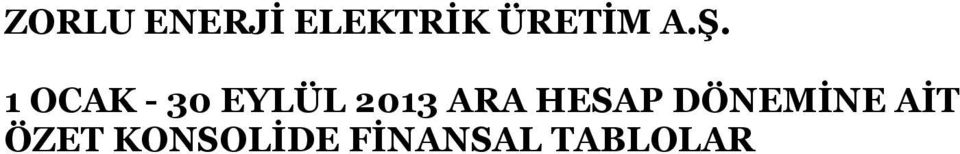 1 OCAK - 30 EYLÜL 2013 ARA