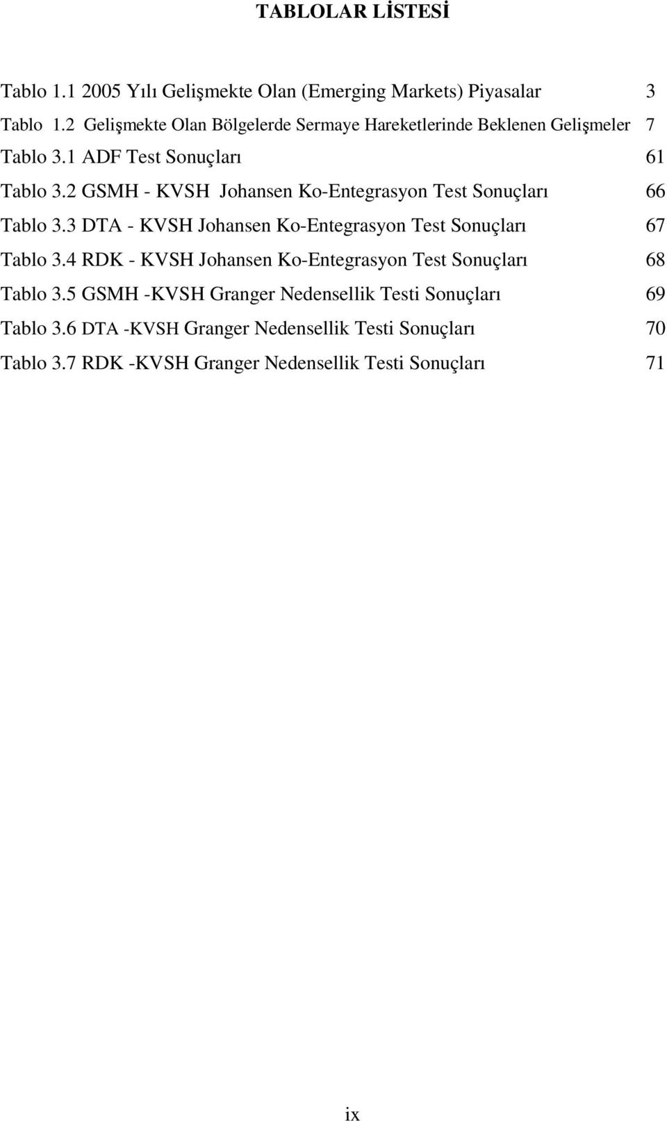 2 GSMH - KVSH Johansen Ko-Entegrasyon Test Sonuçları 66 Tablo 3.3 DTA - KVSH Johansen Ko-Entegrasyon Test Sonuçları 67 Tablo 3.