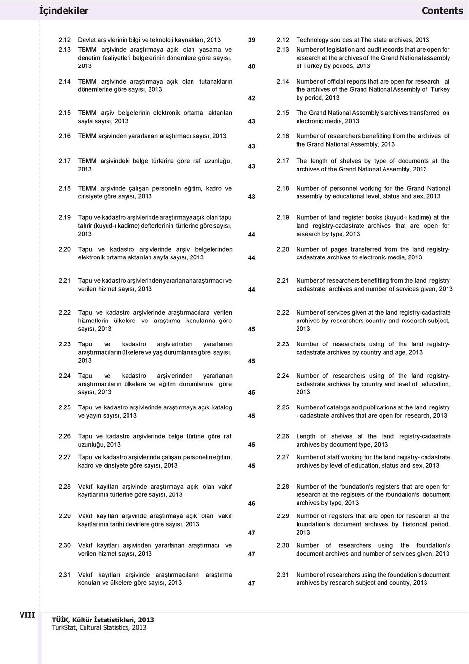 13 Number of legislationand audit records that are open for research at the archives of the Grand National assembly of Turkey by periods, 2013 2.