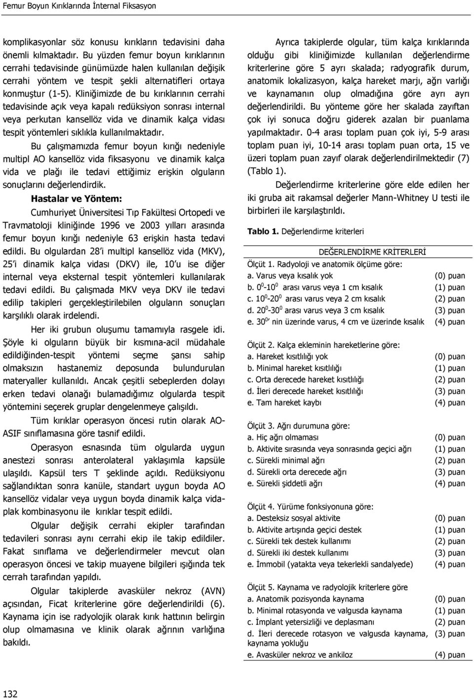 Kliniğimizde de bu kırıklarının cerrahi tedavisinde açık veya kapalı redüksiyon sonrası internal veya perkutan kansellöz vida ve dinamik kalça vidası tespit yöntemleri sıklıkla kullanılmaktadır.