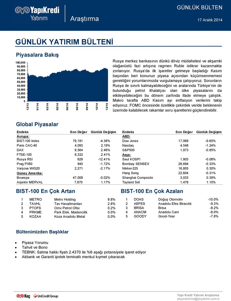 Sorunların Rusya ile sınırlı kalmayabileceğini ve aralarında Türkiye nin de bulunduğu petrol ithalatçısı olan ülke piyasalarını da etkileyebileceğini bu dönem zarfında ifade etmeye çalıştık.