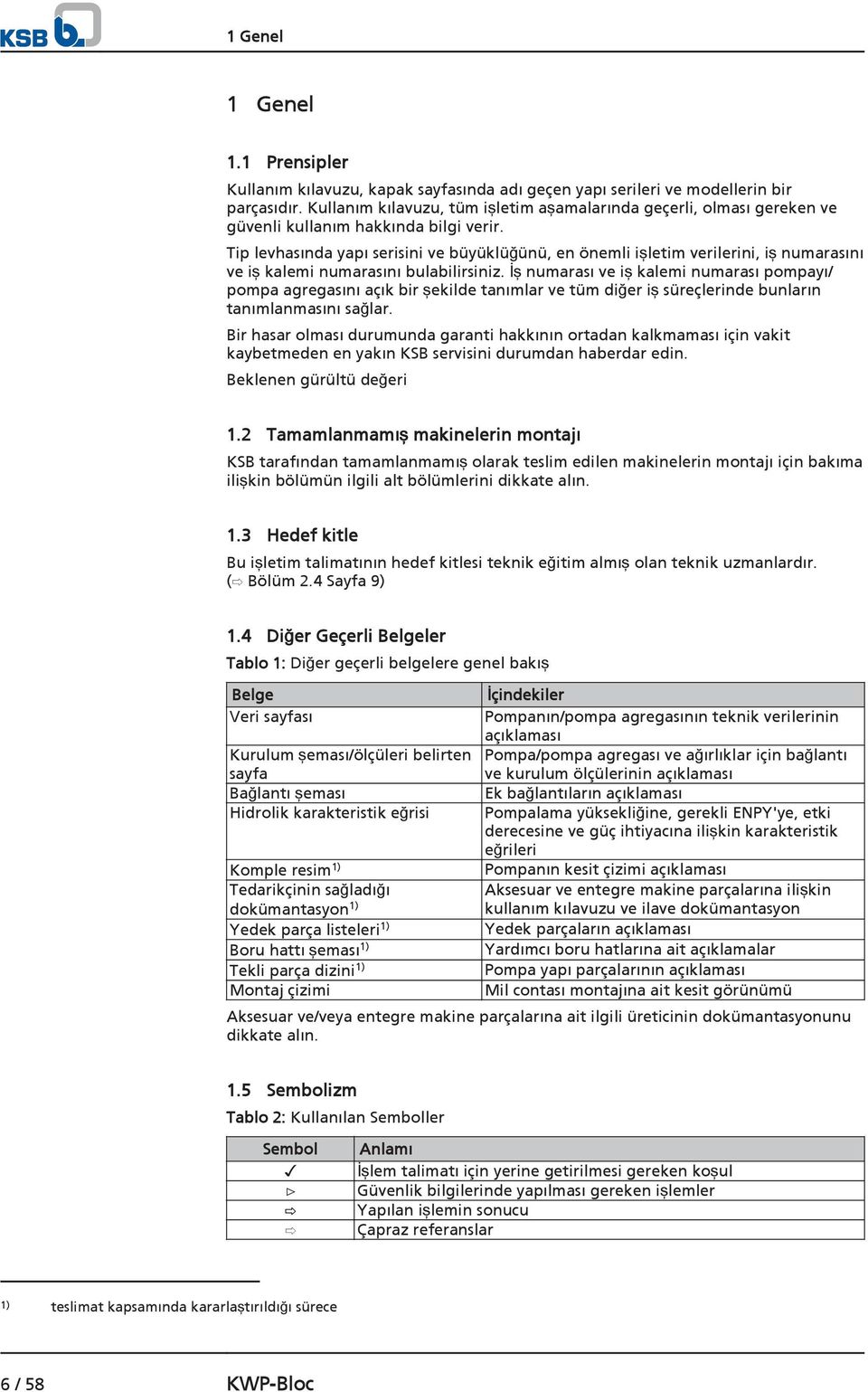 Tip levhasında yapı serisini ve büyüklüğünü, en önemli işletim verilerini, iş numarasını ve iş kalemi numarasını bulabilirsiniz.