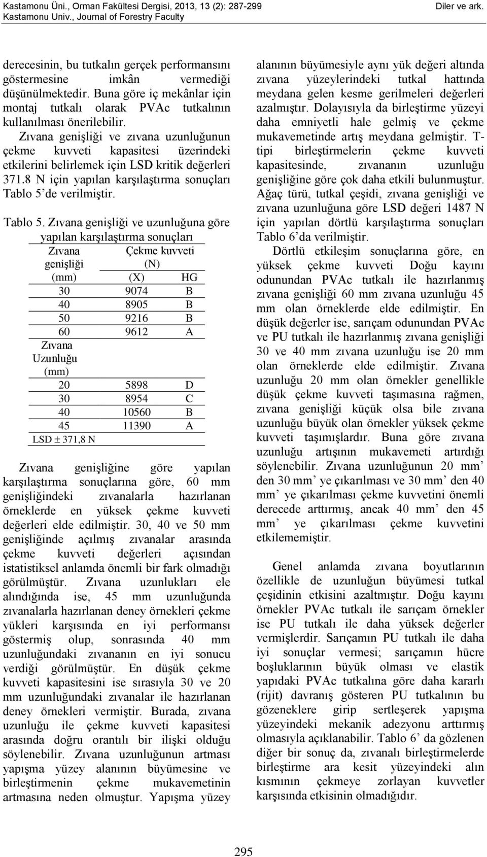 de verilmiştir. Tablo 5.