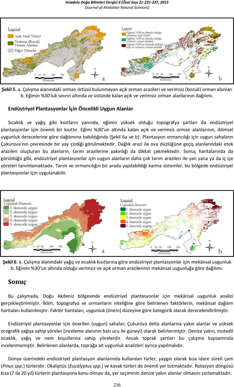 Endüstriyel Plantasyonlar İçin Öncelikli Uygun Alanlar Sıcaklık ve yağış gibi kısıtların yanında, eğimin yüksek olduğu topografya şartları da endüstriyel plantasyonlar için önemli bir kısıttır.