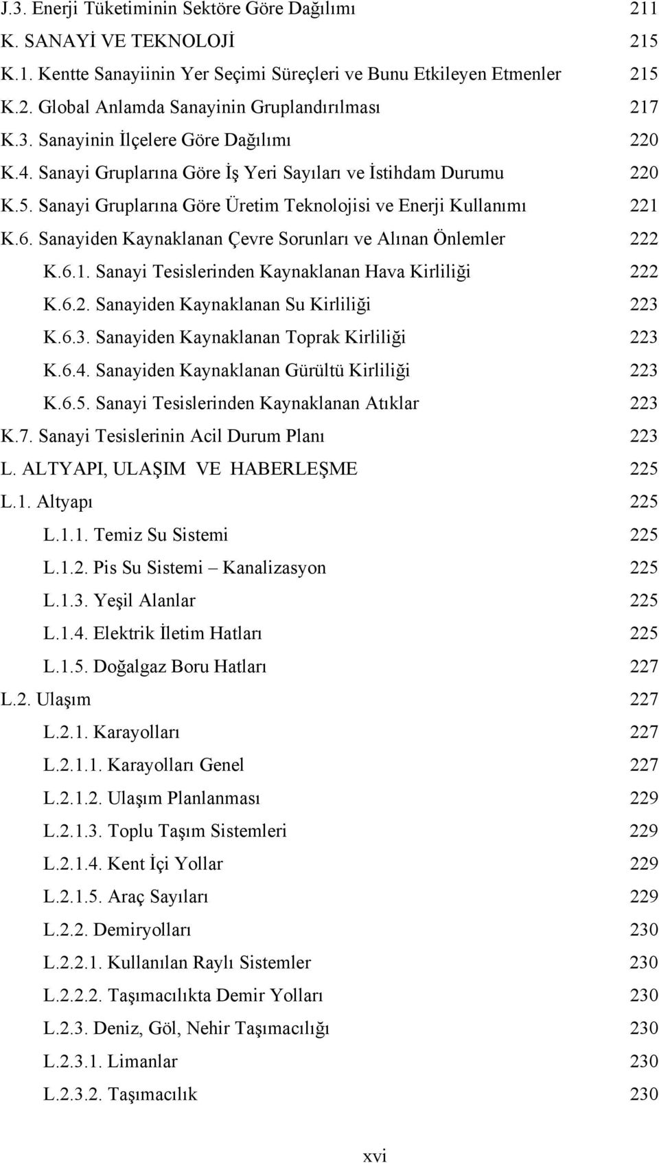 Sanayiden Kaynaklanan Çevre Sorunları ve Alınan Önlemler 222 K.6.1. Sanayi Tesislerinden Kaynaklanan Hava Kirliliği 222 K.6.2. Sanayiden Kaynaklanan Su Kirliliği 223 