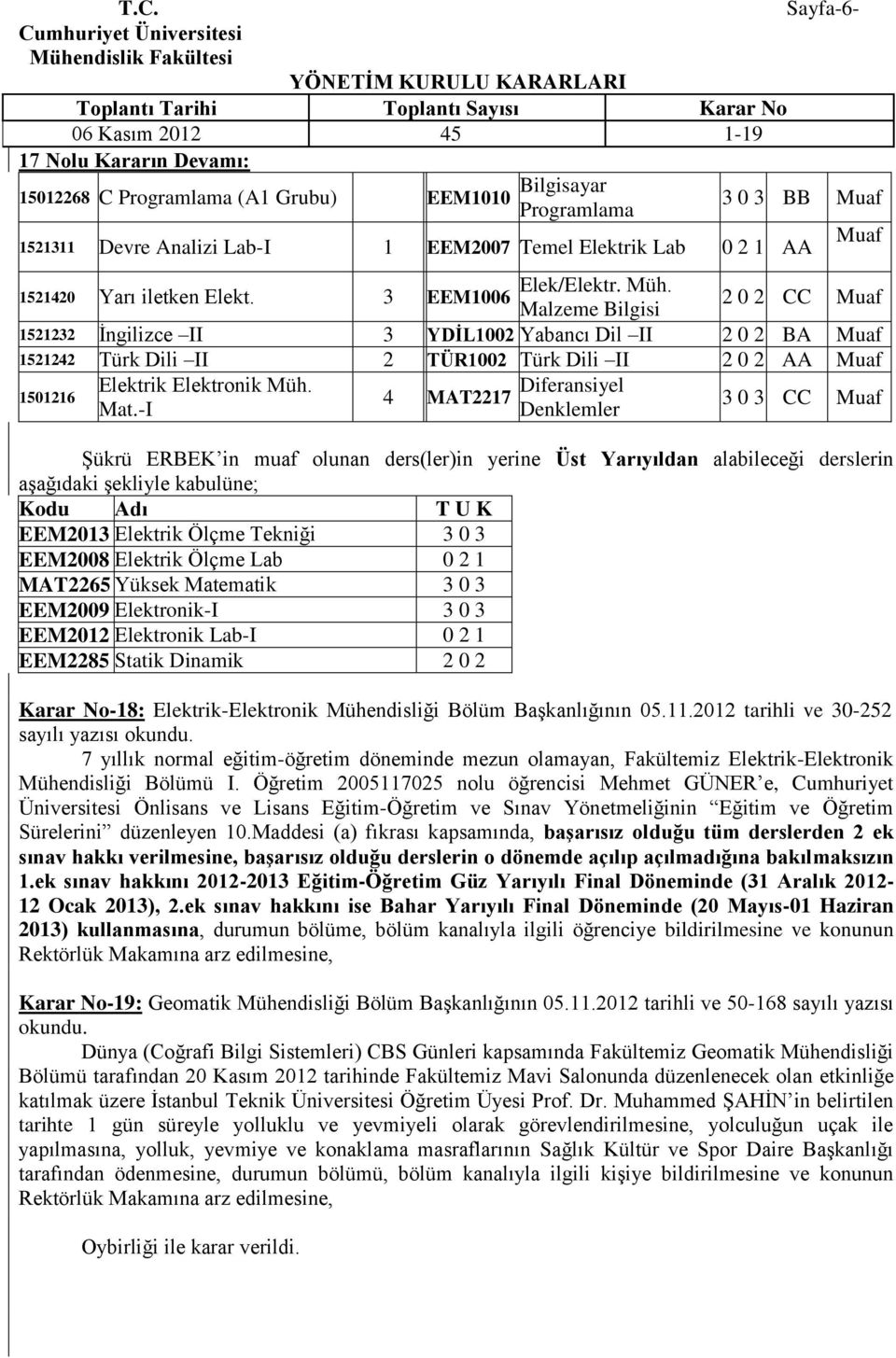 EEM1006 Malzeme Bilgisi 2 0 2 CC Muaf 1521232 İngilizce II 3 YDĠL1002 Yabancı Dil II 2 0 2 BA Muaf 1521242 Türk Dili II 2 TÜR1002 Türk Dili II 2 0 2 AA Muaf 1501216 Elektrik Elektronik Müh.