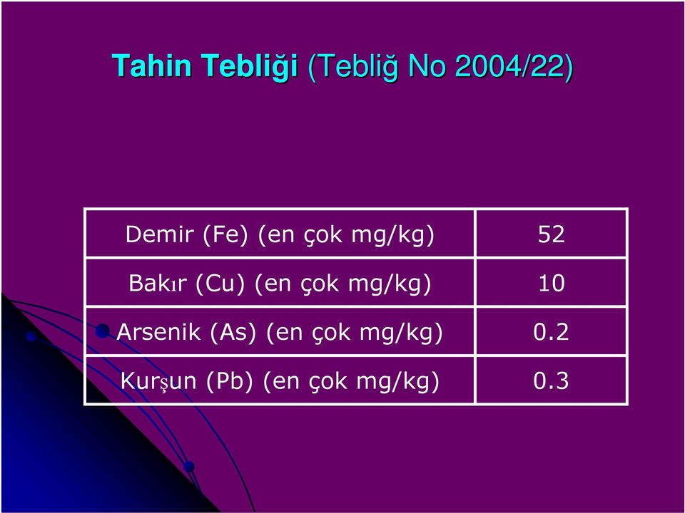 (en çok mg/kg) Arsenik (As) (en çok