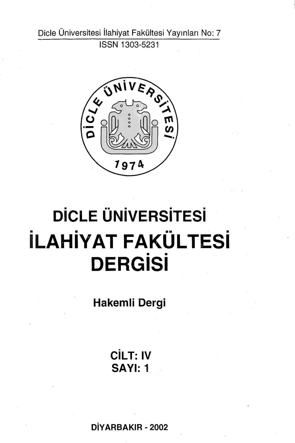 ..... DICLE UNIVERSilESI ll ILAHIYAT FAKUL