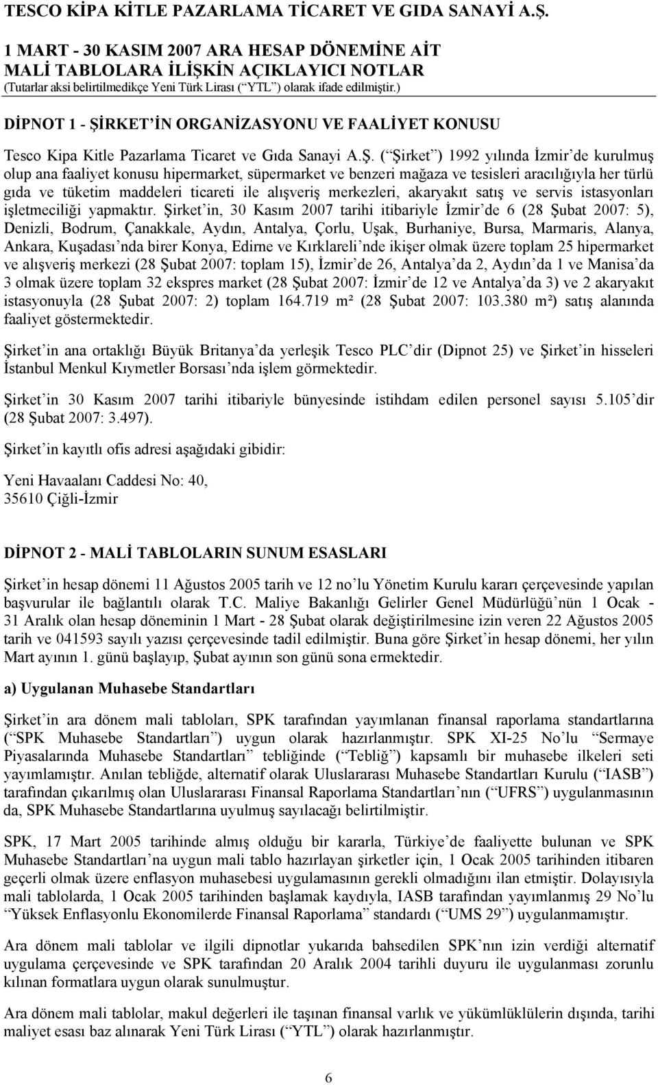 ( Şirket ) 1992 yılında İzmir de kurulmuş olup ana faaliyet konusu hipermarket, süpermarket ve benzeri mağaza ve tesisleri aracılığıyla her türlü gıda ve tüketim maddeleri ticareti ile alışveriş