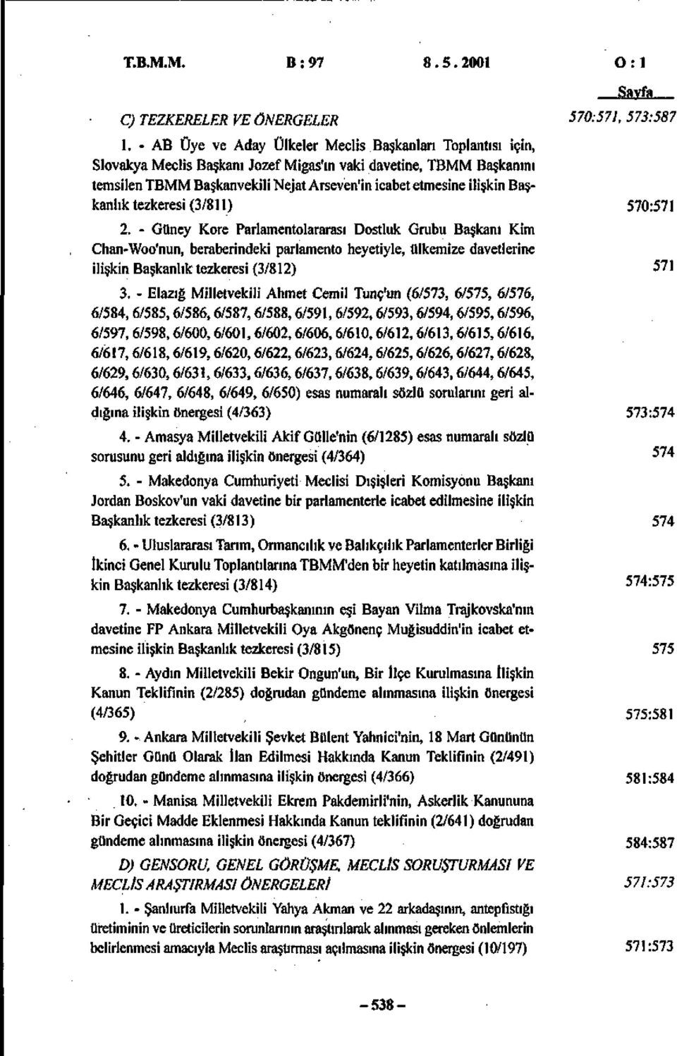 Başkanlık tezkeresi (3/811) 570:571 2.