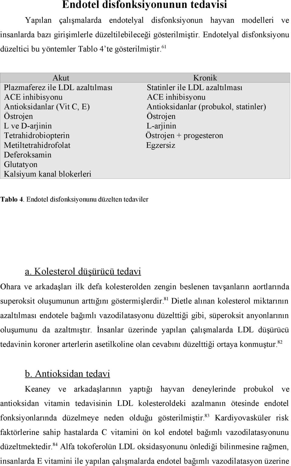 61 Akut Plazmaferez ile LDL azaltılması ACE inhibisyonu Antioksidanlar (Vit C, E) Östrojen L ve D-arjinin Tetrahidrobiopterin Metiltetrahidrofolat Deferoksamin Glutatyon Kalsiyum kanal blokerleri