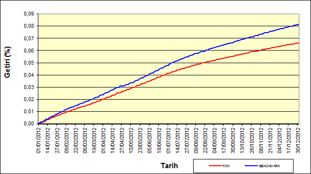 2012 yılınında fonun getirisi %6,63 olurken, performans ölçütünün getirisi %8,16 olarak gerçekleşmiştir.