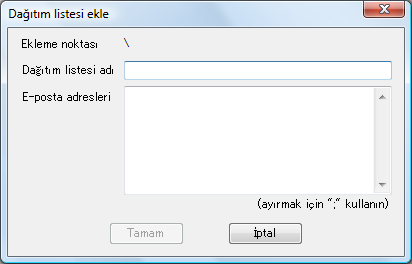 F.6 E-Posta Adres Defterinden E-Posta Hedefini Düzenleme F.6.2 Dağıtım Listesi Ayarlama E-posta adresi defterinde dağıtım listelerini ayarlayın.