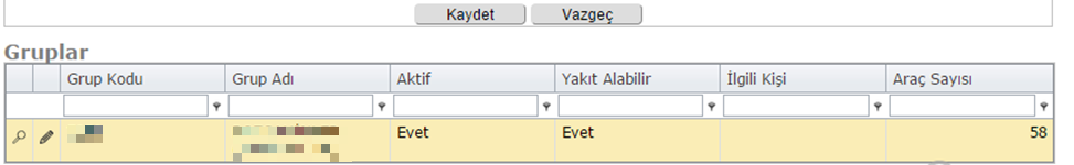 5. FİLOLAR Bu bölümde firmaya ait filolar düzenlenebilir, kısıtlamalar ve limitler belirtilebilir. Limitler: Limitsiz Aylık olarak düzenlenebilir. Limit Tipi Limitsiz, Aylık olarak seçilebilir.