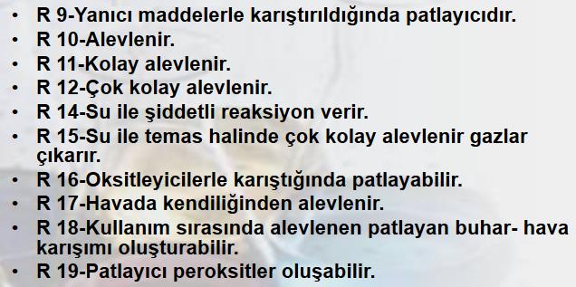 ILO nun sınıflandırmasında Çevreye zarar verenler, sıkıştırılmış gazlar, radyoaktif maddeler, enfeksiyona neden olanlar için bir düzenleme yoktur.