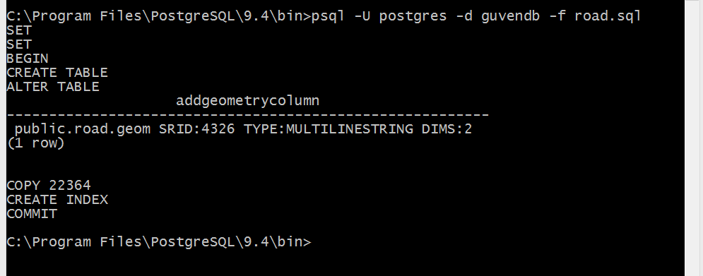 4-Shape File'ı Postgis'e Aktarma 4.