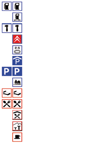 0 SEYİR - KILAVUZLUK POI listesi * ülkede mevcut ise Benzin istasyonu LPG istasyonu Tamir servisi CITROËN Yarış pisti Kapalı otopark Otopark Dinlenme alanları Otel Lokanta Yemek alanı Piknik alanı