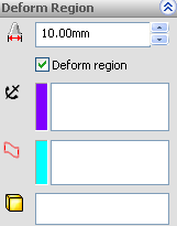 Solidworks Ders Notları 126 5-)Deform Point alanıda, deform distance bölümünde deformasyon değeri (70 )girilir. 1-)Deform Type: Deformasyon tiplerinin seçildiği bölümdür.