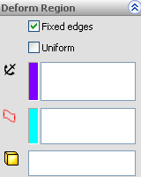 Solidworks Ders Notları 128 2-2-)Deform Region: Deforme alanlarının seçildiği bölümdür. 2-2-a)Fix Edges: Çek atıldığında kenar Fix edilmiş(değiştirilmez) olur.