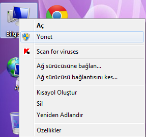 Bir windows 7 örneği;