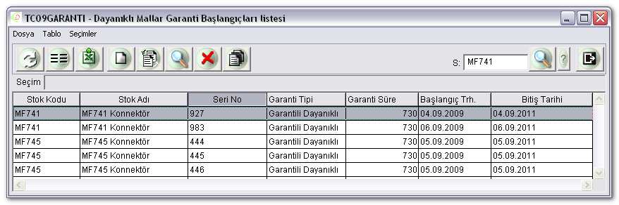 Rapor çalıştırıldığında aşağıdaki sonuçlar elde edilir. Son Stok Raporu, mevcut stoklarla ilgili bilgi veren bir rapordur. Satışı tamamlanmış ürünlere ilişkin bilgi vermesi beklenmez.