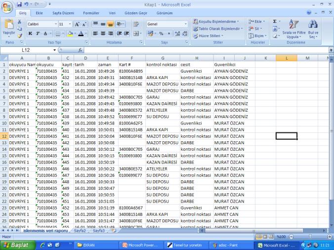 6 1 5 5 2 3 4 EXCEL FORMATINDA ARKLI KAYDETMEK 1- OKUYUCU FĠLTRESĠ 2- ROTA FĠLTRESĠ 3- KONTROL NOKTASI FĠLTRESĠ