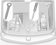 Araç bakımı 161 Araç takımları Çeki gözü ve bir tornavida bagaj bölümündeki kapağın altında bulunur. Çeki gözünün lastik onarım setinin altında bulunduğuna dikkat edin.