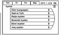 Göstergeler ve kumanda birimleri 87 2. Vurgulanan seçeneği seçmek için TUNE/MENU düğmesine basın. Seçeneğin yanındaki bir onay işareti, seçilen seçeneği gösterir. Bir işlevi açma/kapatma 1.