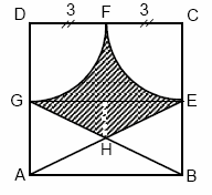 4. FC FD cm A, H, E doğrusal B, H, G doğrusal Yukarıdaki ABCD karesinde D ve C merkezli çemberler F noktasında birbirine teğettir. Buna göre taralı bölgenin alanı kaç cm dir?