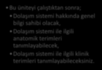 Samet KAPAKİN Bu üniteyi çalıştıktan sonra; Dolaşım sistemi hakkında genel bilgi sahibi olacak, Dolaşım sistemi ile