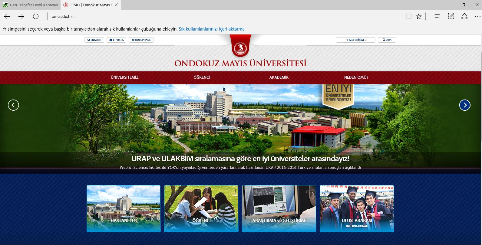 Üniversitemiz web sayfasından (www.omu.edu.