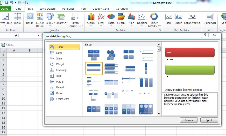 Smart Art Ekleme Bu özellik bize kolaylıklar sağlamaktadır.