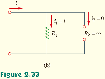 Diğer bir durumda, R 2 = olduğunu kabul edelim. Bu durumda Şekil 2.33(b) de gösterildiği gibi, R 2 direnci açık devre olur.