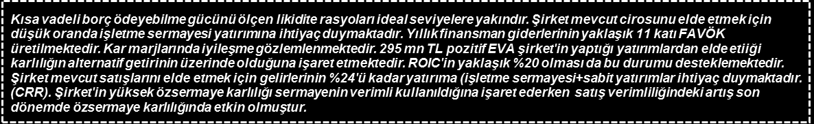 Likidite Rasyoları 2016/06 2015/12 2015/06 Referans Cari Oran 1,10 1,05 1,13 1,0-1,5 Likidite Oranı 0,77 0,79 0,75 0,8-1,0 Alacak Gün Süresi (Gün) 38 39 45 Sektör Stok Gün Süresi (Gün) 30 25 34