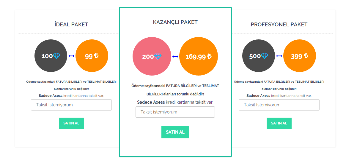 6. Elmas Paketlerimiz SIKÇA SORULAN SORULAR 1- Aynı