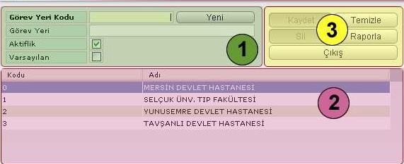 Şekil 14.12. Fiilî Görev Tanımlama Ekranı 1 numaralı alanda, tanımlanacak fiilî görev bilgileri görüntülenmektedir. Bu alanda, Yeni düğmesine tıklayarak, fiilî görev kodu otomatik olarak alınmaktadır.