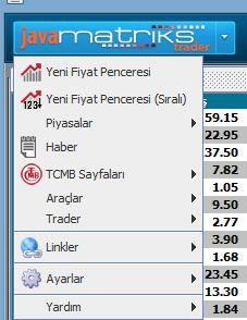 JAVA MATRİKS TRADER Java Matriks Trader, finansal piyasalar için internet üzerinden Veri İzleme / Analiz yapma olanağı sağlayan bir platformdur.