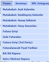 3. Finans Finans panelini kullanarak alacak ve borç sorgulaması, fatura kontrolleri, girişi ve raporlaması yapmak mümkündür. 3.1.