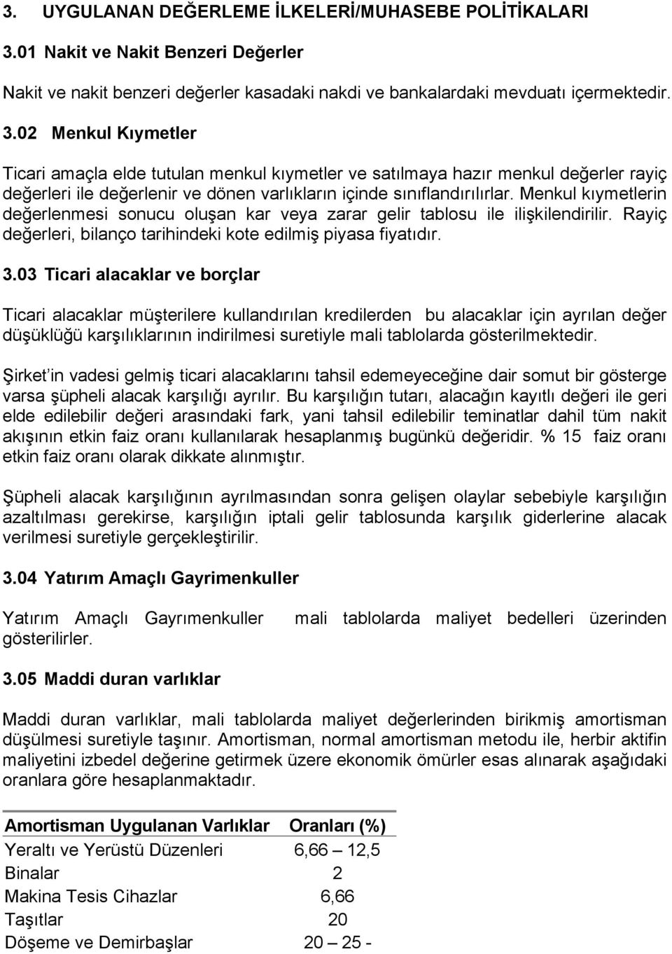 02 Menkul Kıymetler Ticari amaçla elde tutulan menkul kıymetler ve satılmaya hazır menkul değerler rayiç değerleri ile değerlenir ve dönen varlıkların içinde sınıflandırılırlar.