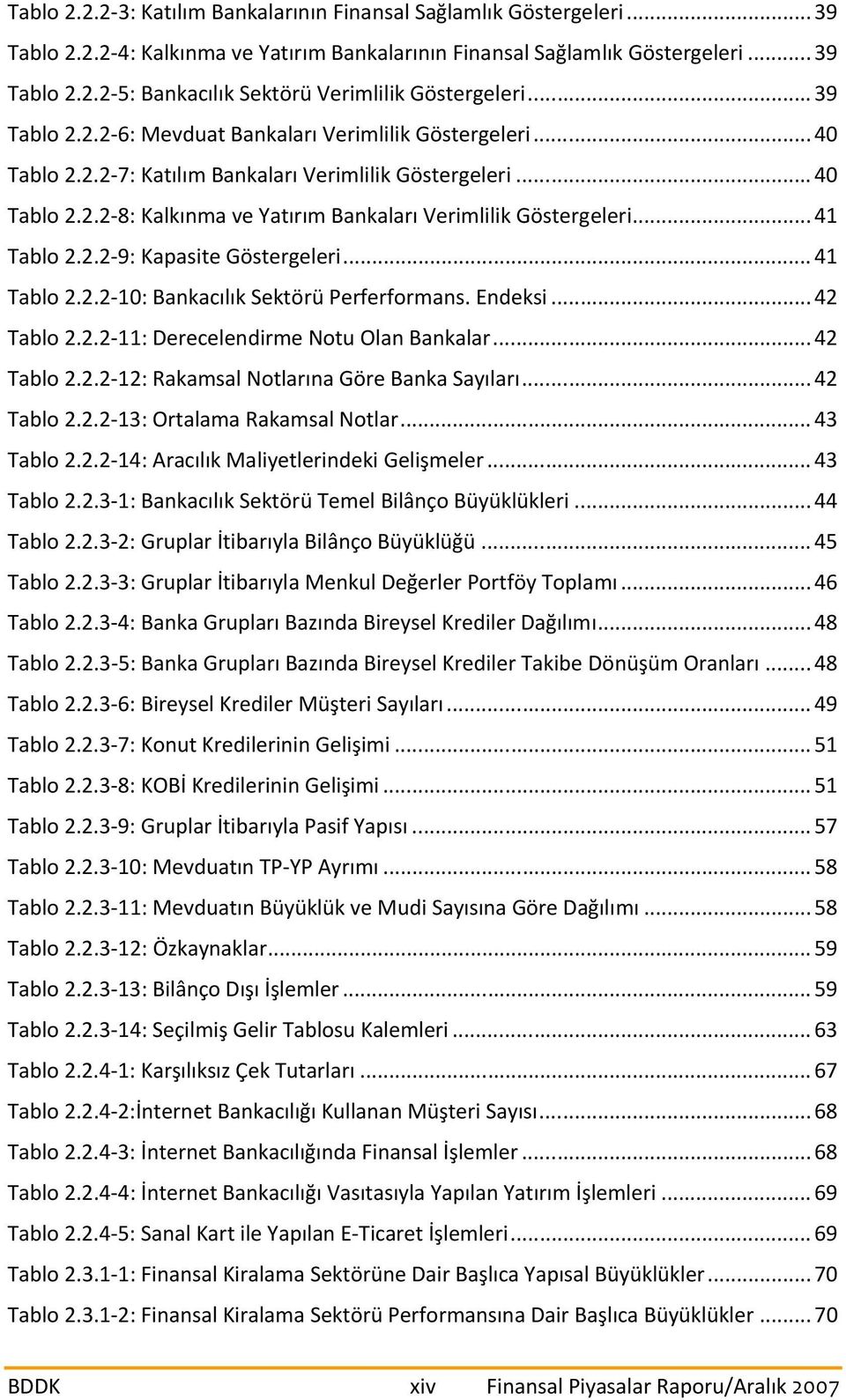 .. 41 Tablo 2.2.2 9: Kapasite Göstergeleri... 41 Tablo 2.2.2 10: Bankacılık Sektörü Perferformans. Endeksi... 42 Tablo 2.2.2 11: Derecelendirme Notu Olan Bankalar... 42 Tablo 2.2.2 12: Rakamsal Notlarına Göre Banka Sayıları.