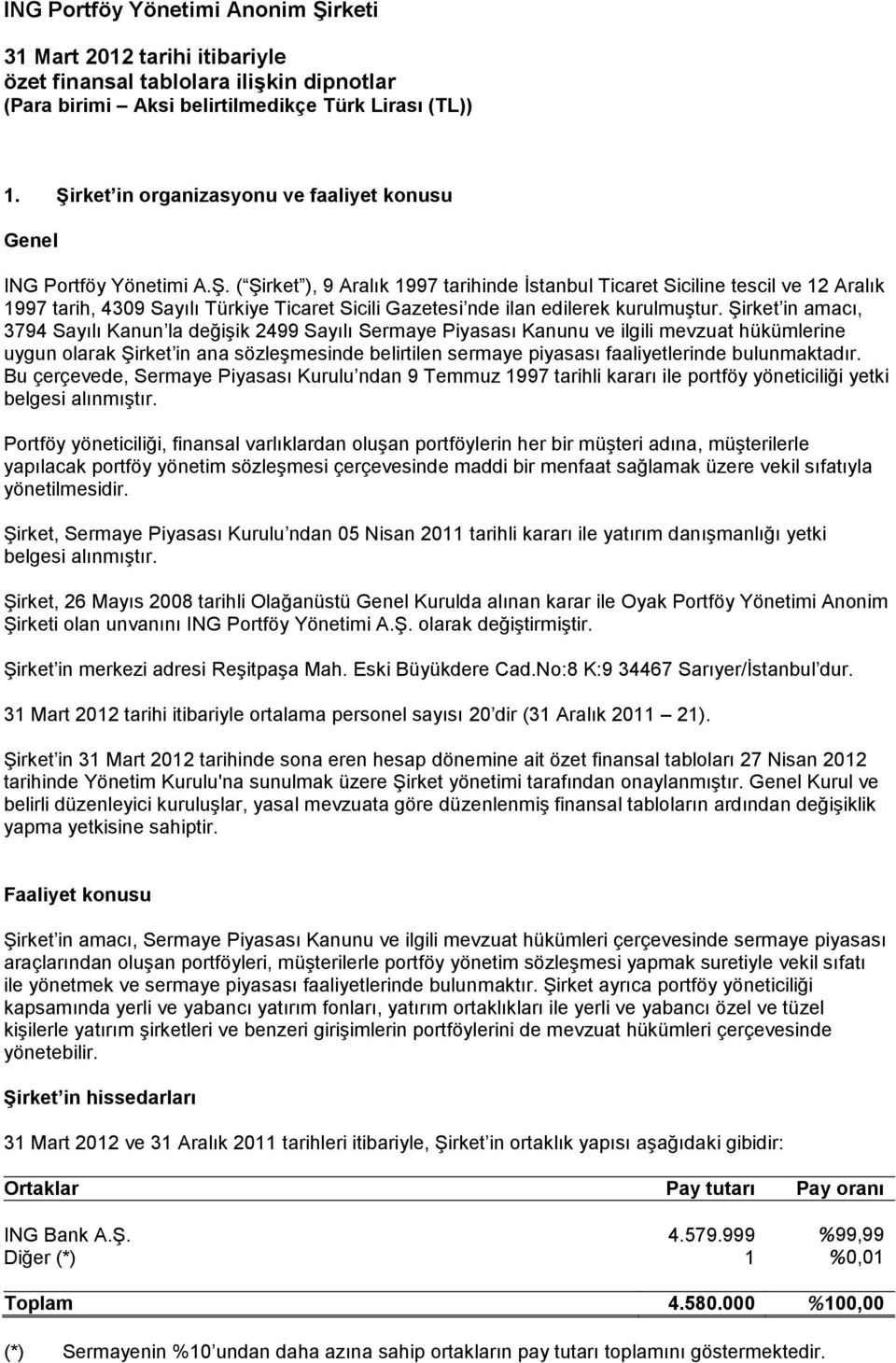 ( Şirket ), 9 Aralık 1997 tarihinde İstanbul Ticaret Siciline tescil ve 12 Aralık 1997 tarih, 4309 Sayılı Türkiye Ticaret Sicili Gazetesi nde ilan edilerek kurulmuştur.