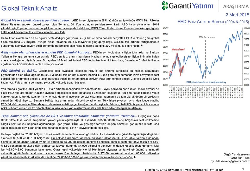 ABD h sse p yasasının 2014 yılındak güçlü performansına bu yıl Avrupa ve Japonya da katılırken, MSCI Tüm Ülkeler H sse P yasası endeks geçt ğ m z hafta 434.4 sev yes n test ederek z rves n yen led.