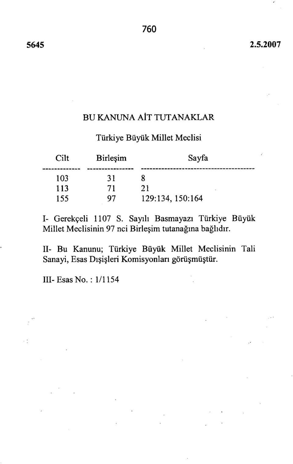 Sayılı Basmayazı Türkiye Büyük Millet Meclisinin 97 nci Birleşim tutanağına bağlıdır.